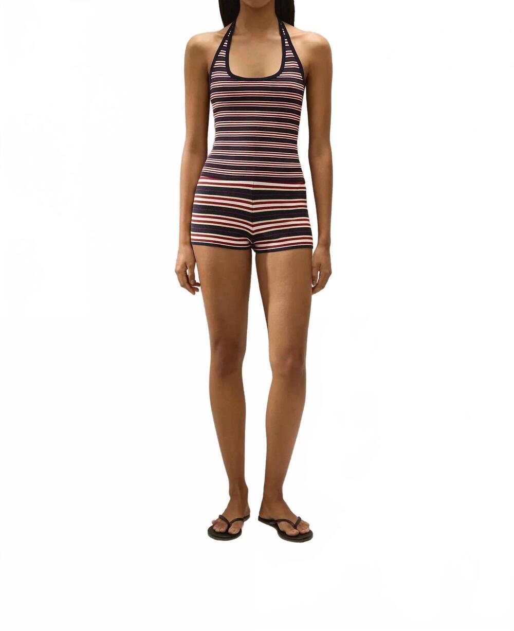 NEW FAITHFULL THE BRAND playa mini cila stripe short in navy